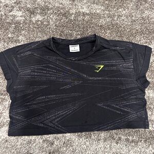Gymshark Black and Gray Patterned Crop Top